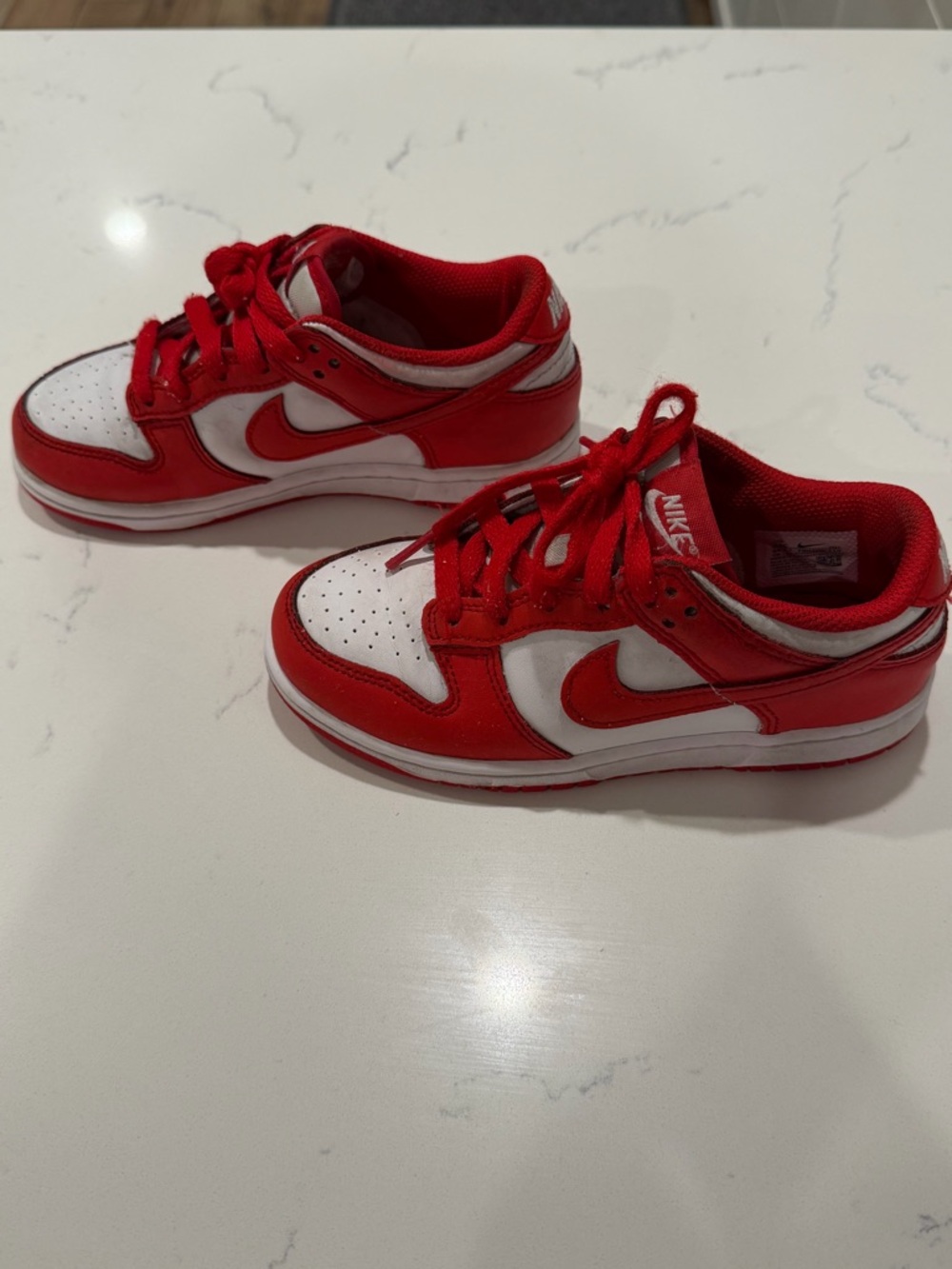 Nike Dunk Low Little Kids Red and White Sneakers